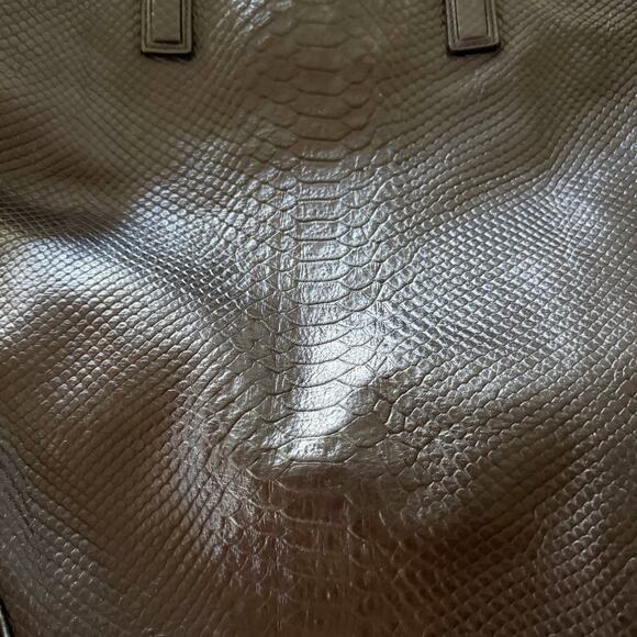 Coach Hadley Python Embossed Leather Suede Tote Bag F30963 No Strap - Picture 2 of 7